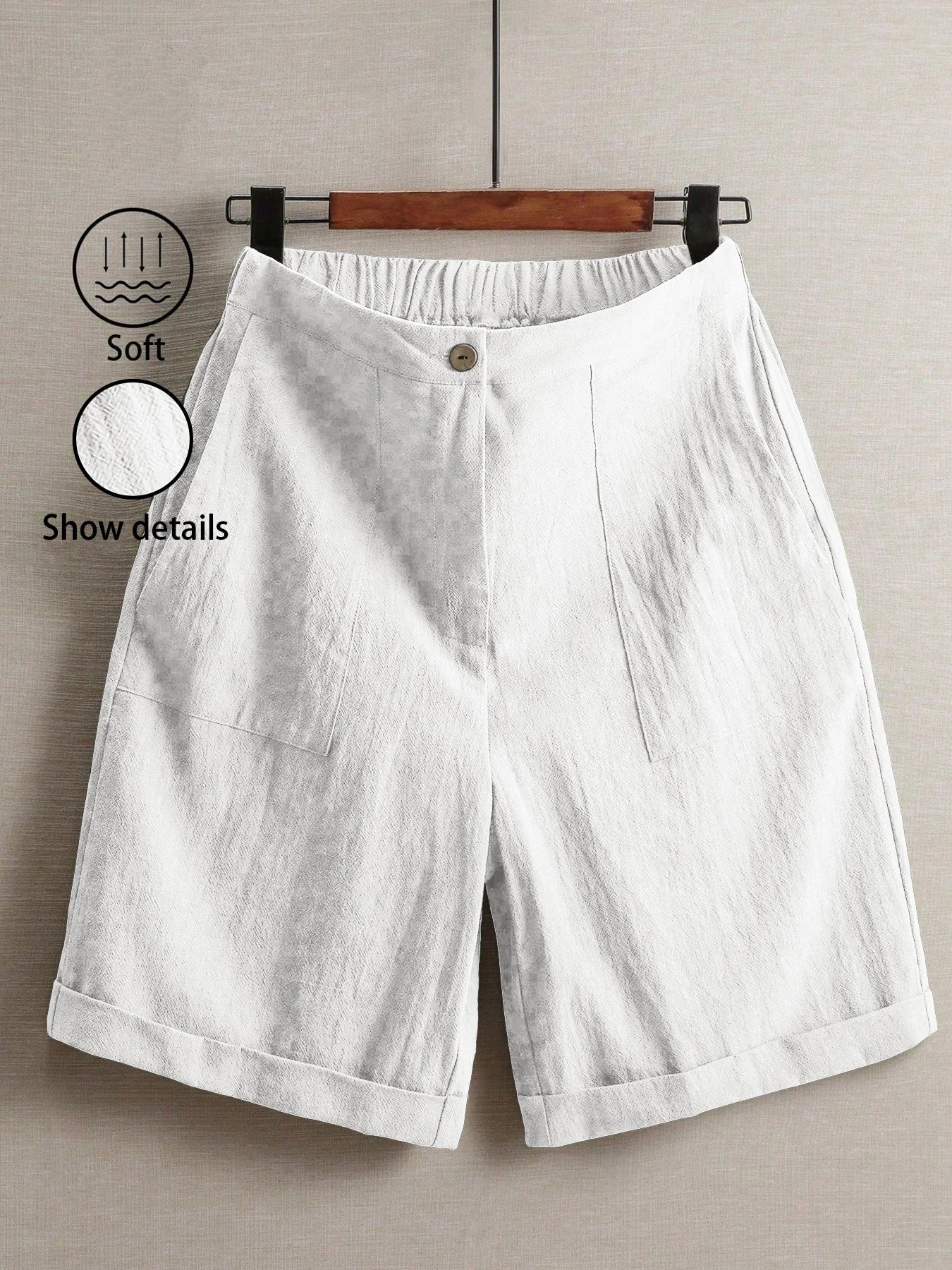 White Wide-Leg Linen Shorts