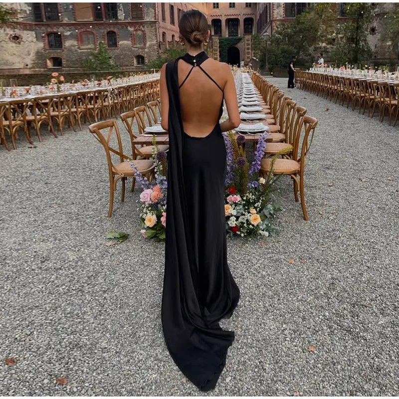 Backless Halter Evening Gown