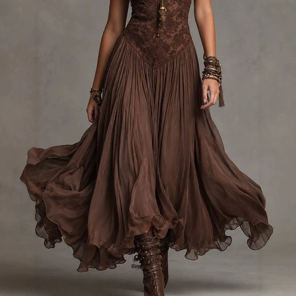 Floral Lace A-Line Maxi Dress