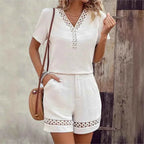 Lace Trim Shorts Set