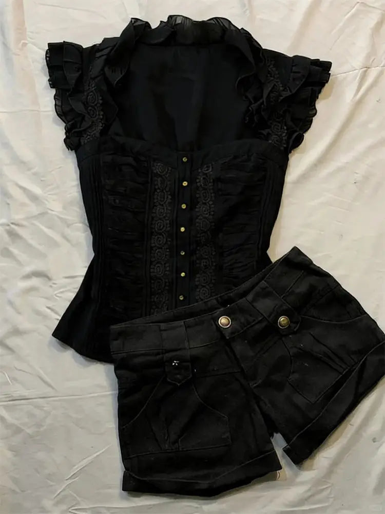 Ruffled Peplum Corset Top