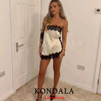 Contrast Lace Mini Slip Dress