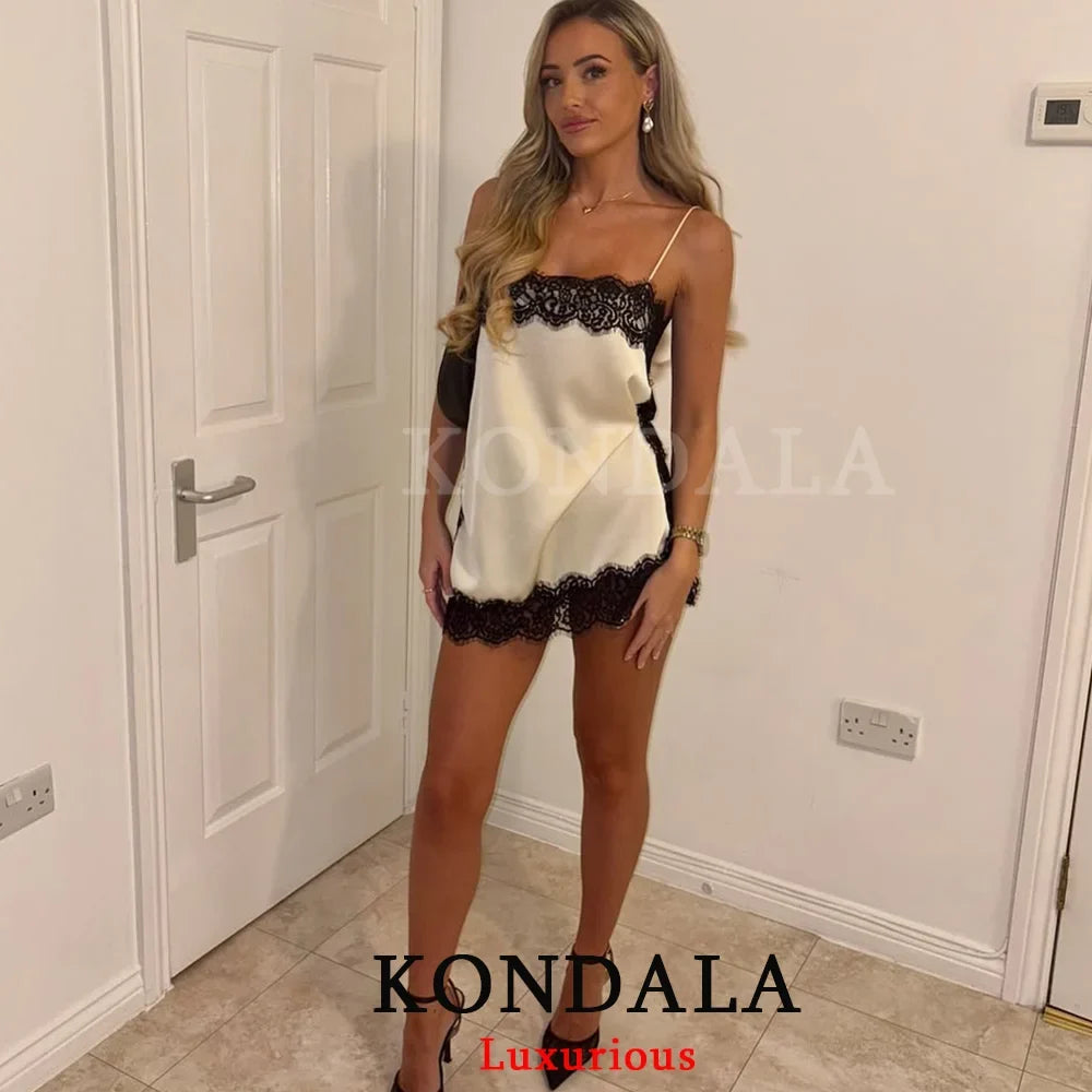 Contrast Lace Mini Slip Dress