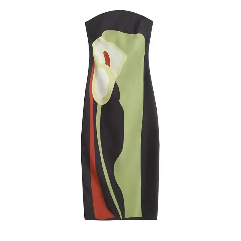 Strapless Floral Evening Maxi Dress