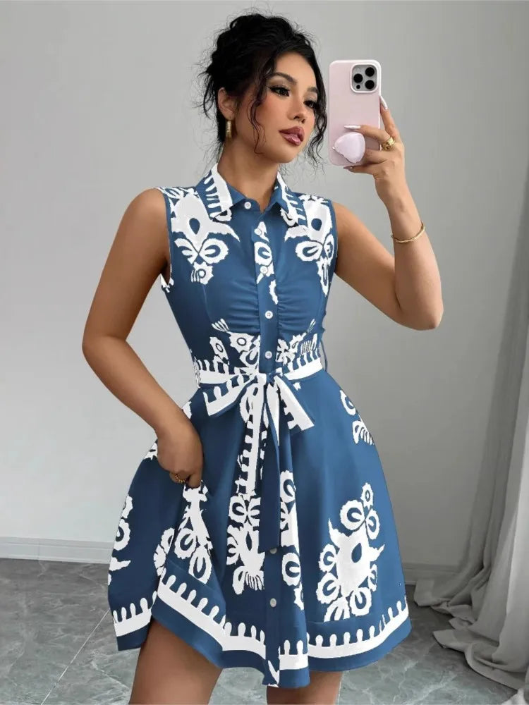 Floral Collared A-Line Dress