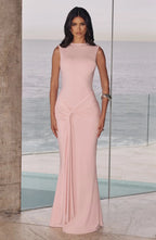 Draped Backless Evening Dress