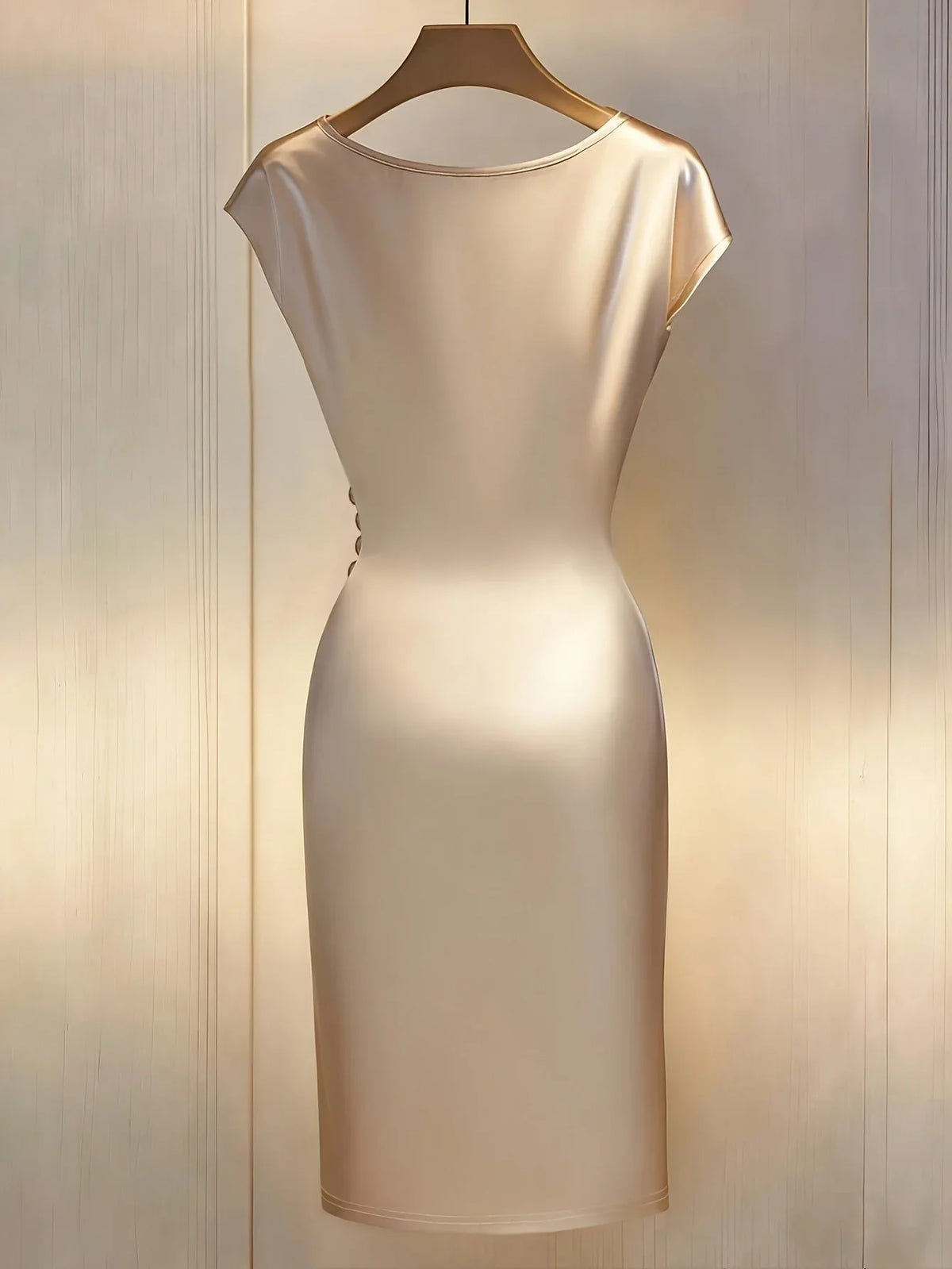 Ruched Satin Midi Dress