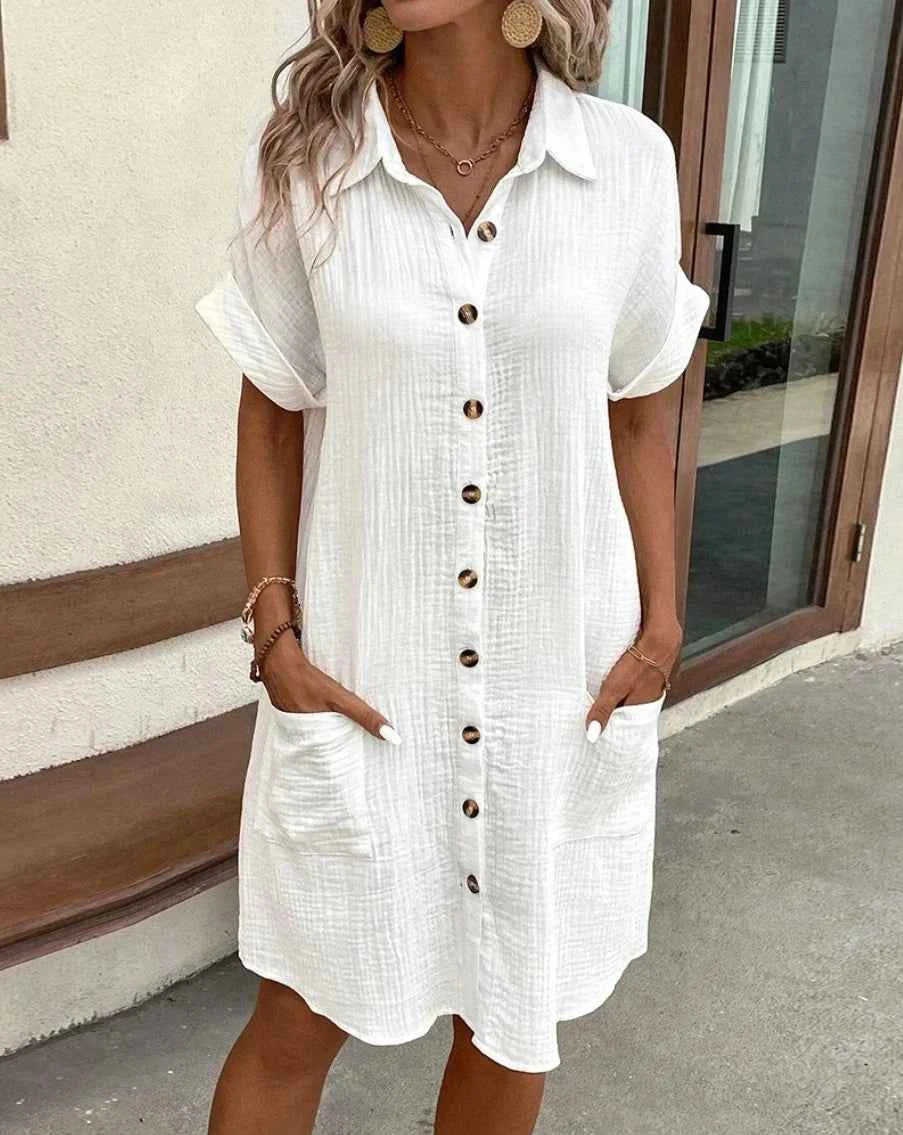 Relaxed Button Front Shirt Dress