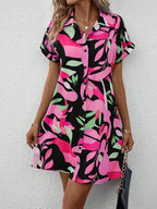 Printed Button Front Shirt Dress