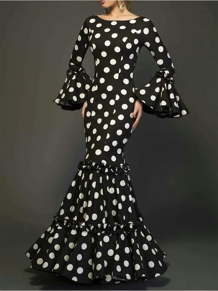 Polka Dot Mermaid Evening Dress
