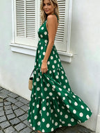 Polka Dot Halter Maxi Dress