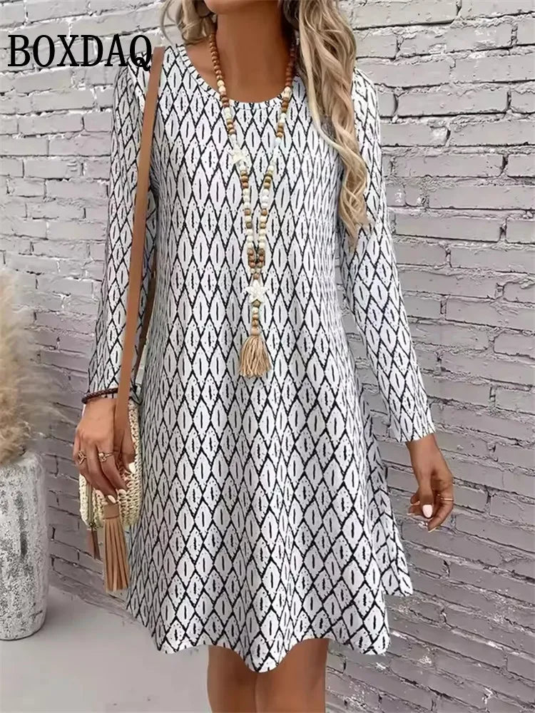 Printed A-Line Mini Dress