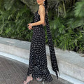 Polka Dot Cowl Neck Maxi Party Dress