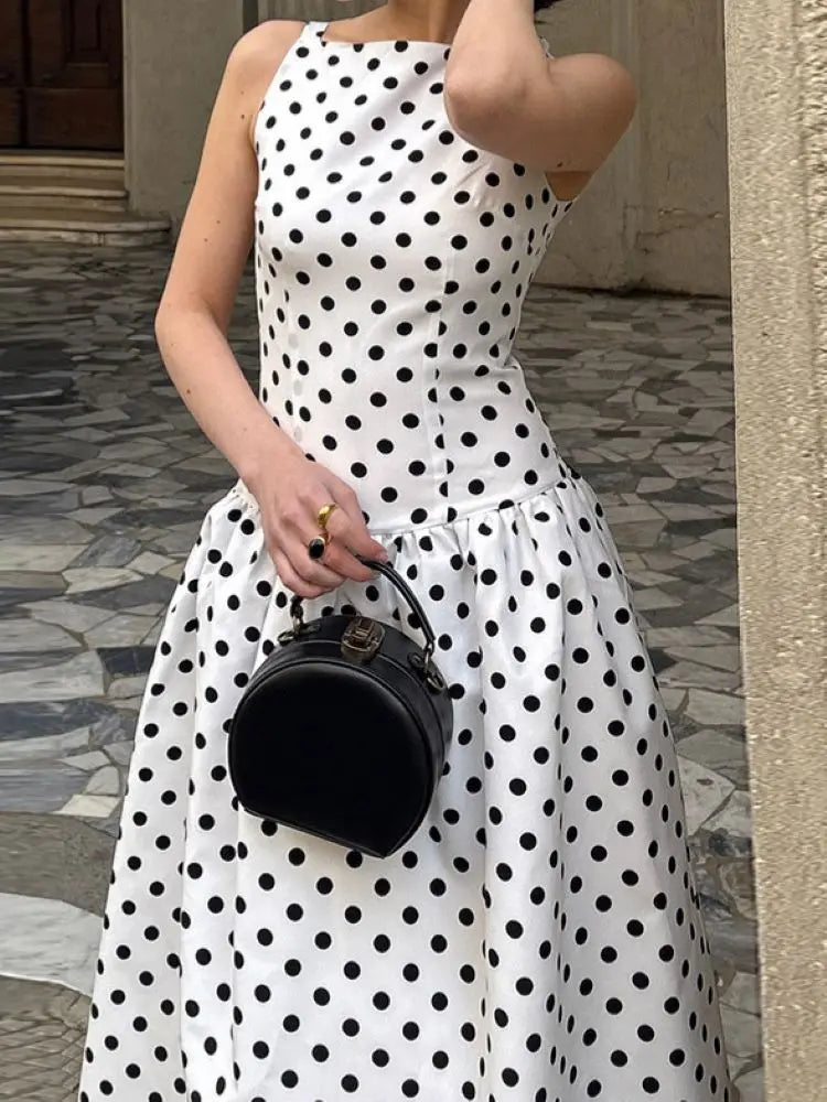 Polka Dot A-Line Midi Dress
