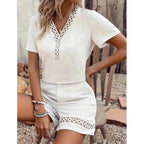 Lace Trim Shorts Set