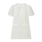 Structured Puff Sleeve Mini Dress