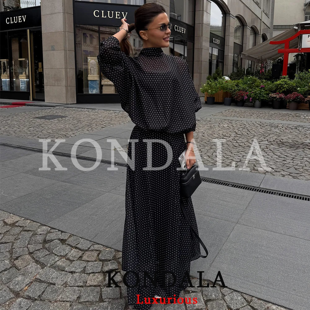 Polka-Dot Chiffon Skirt Set