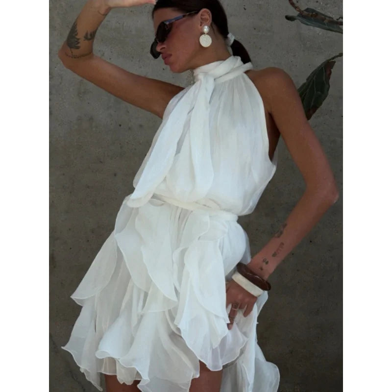 Draped Halter Mini Dress