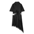 Lace Trim Scarf Collar Mini Dress