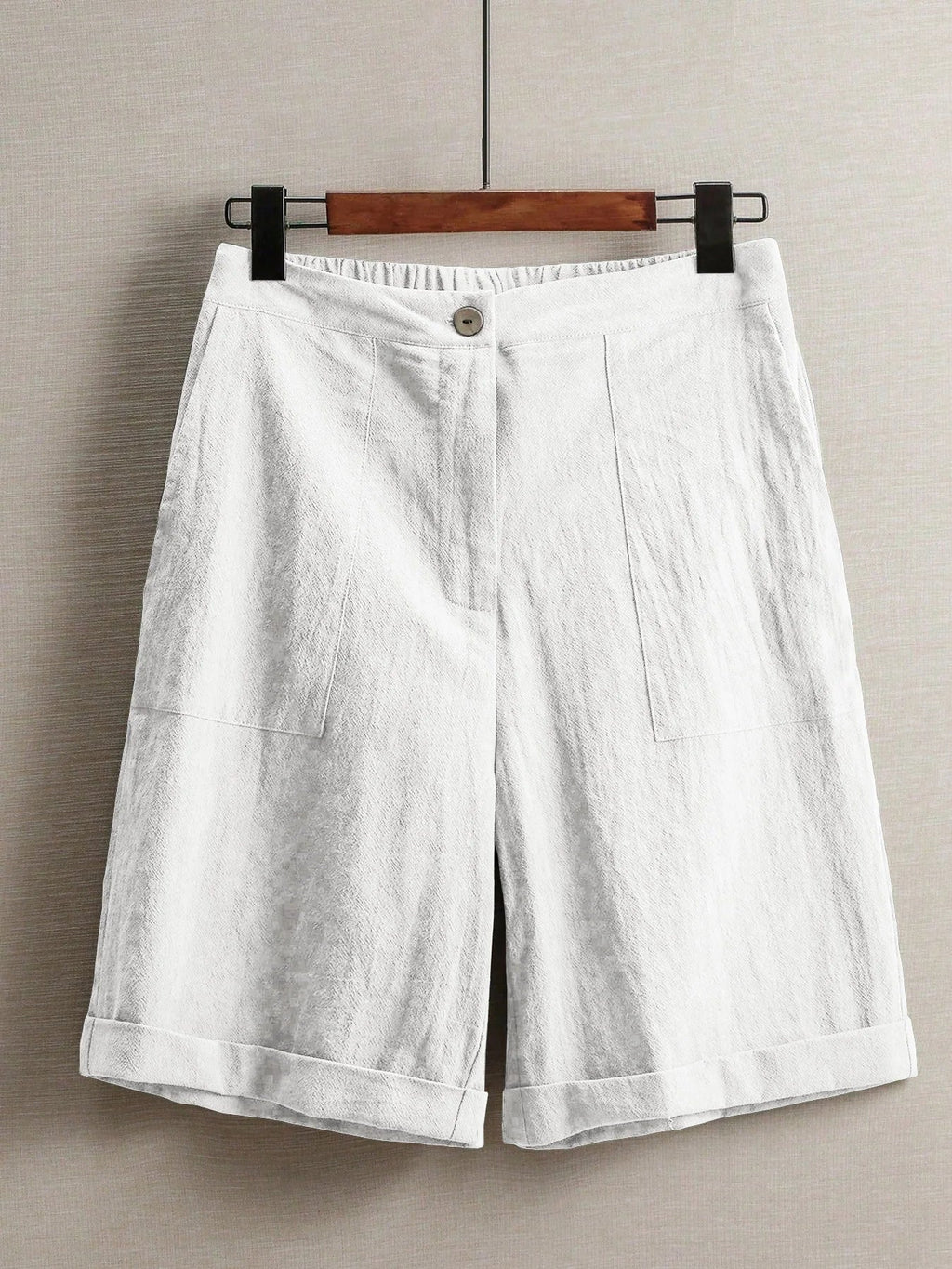 White Wide-Leg Linen Shorts