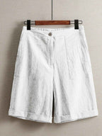 White Wide-Leg Linen Shorts