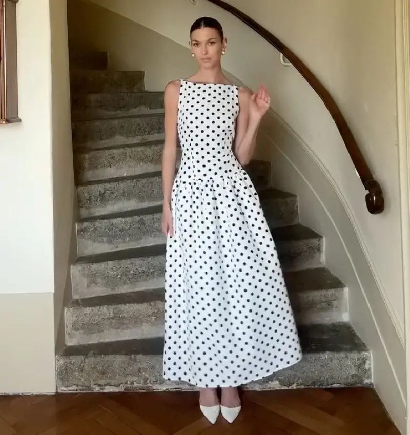 Polka Dot A-Line Midi Dress