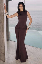 Draped Backless Evening Dress