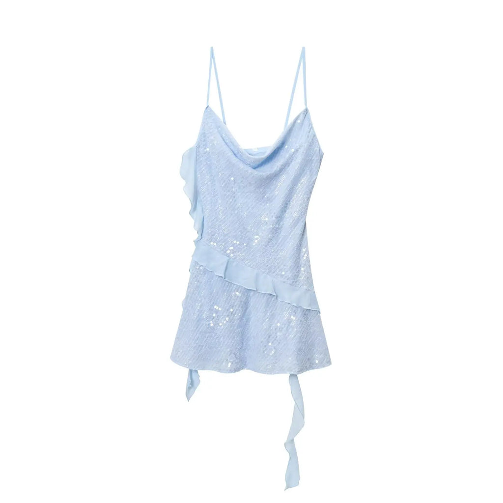 Sequin Ruffle Mini Dress