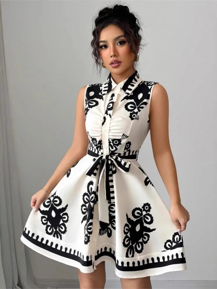 Floral Collared A-Line Dress