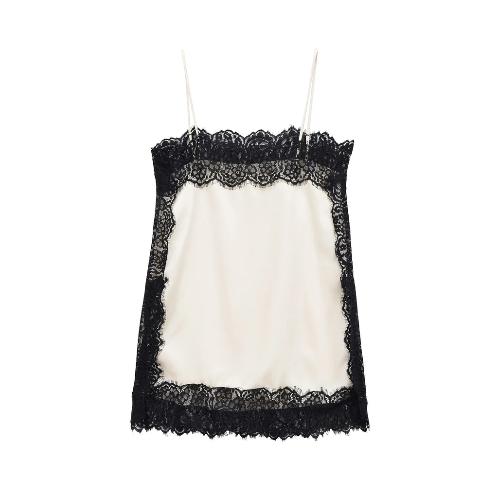 Contrast Lace Mini Slip Dress