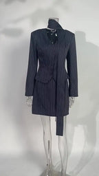 Pinstripe Blazer Mini Skirt Set