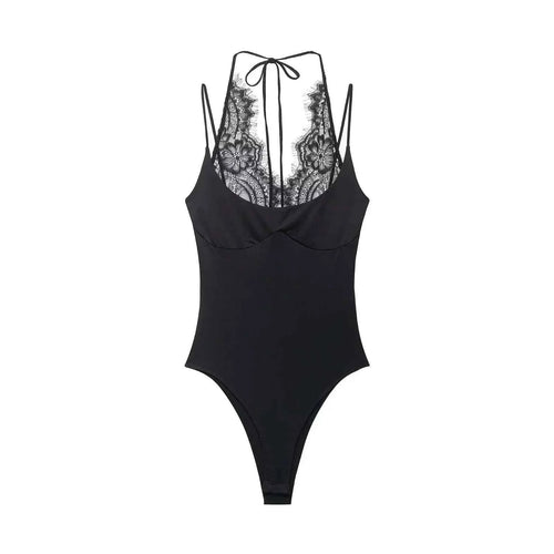 Floral Lace Halter Bodysuit