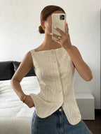 Textured Button-Front Blouse
