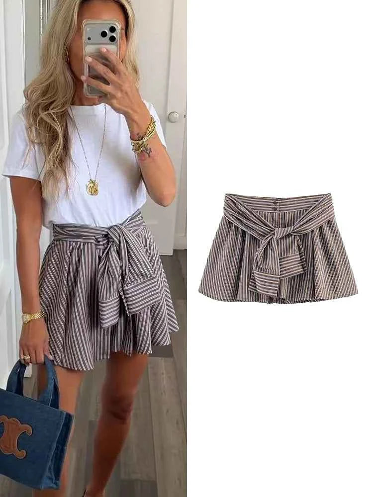 Striped High Waisted Shorts