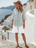 Buttoned Linen Bermuda Shorts