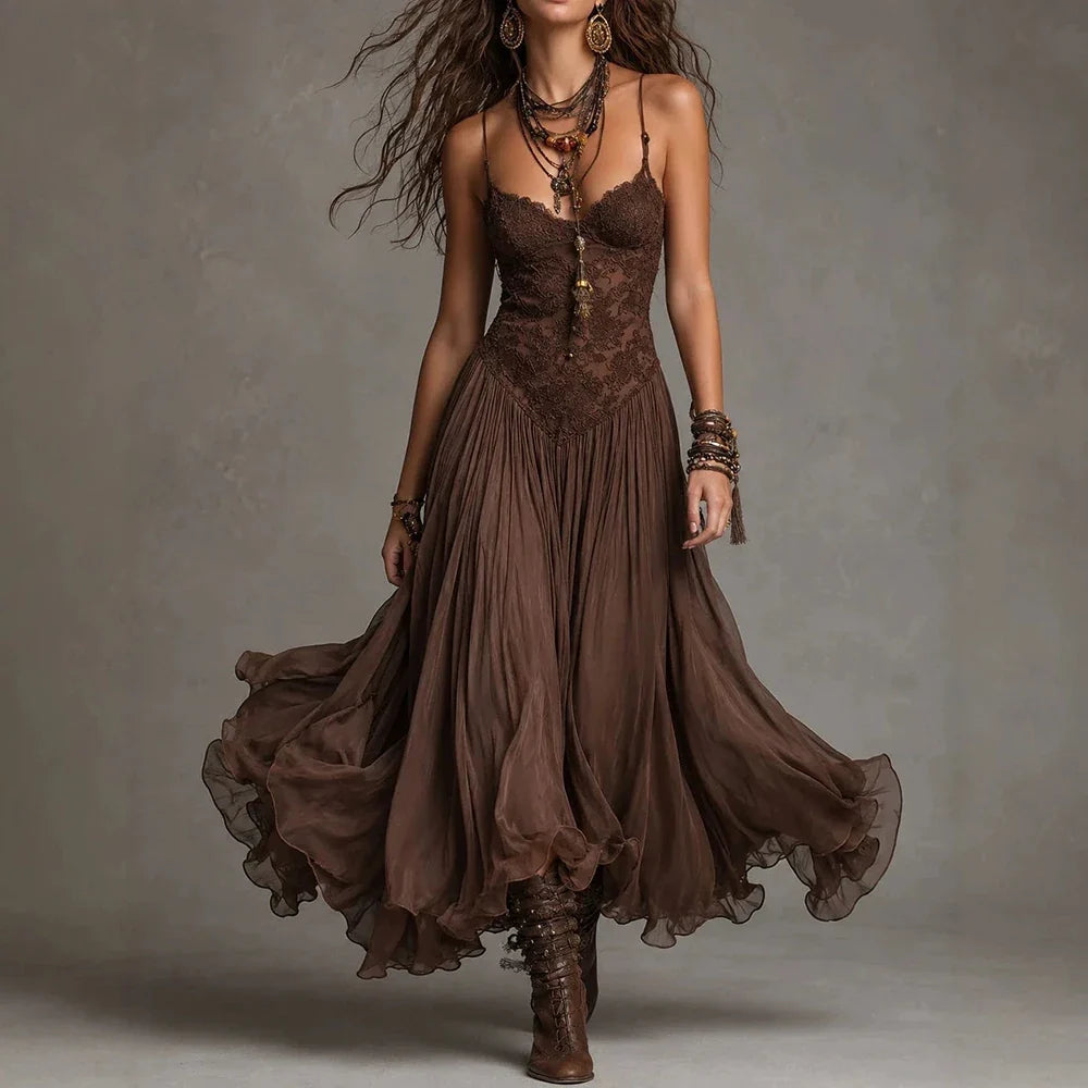 Floral Lace A-Line Maxi Dress