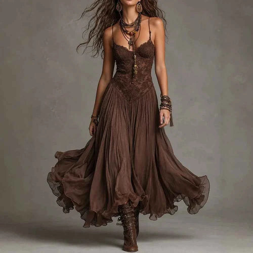 Floral Lace A-Line Maxi Dress