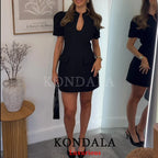 Structured Puff Sleeve Mini Dress