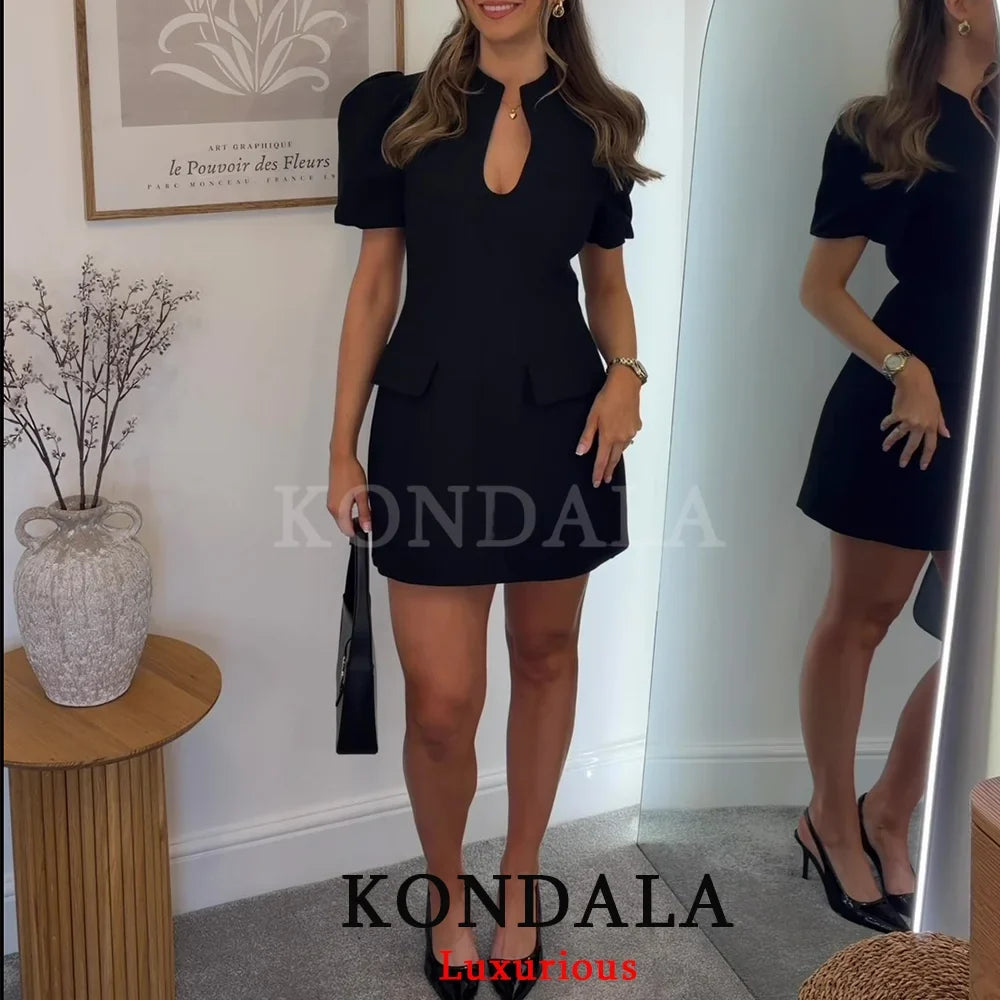Structured Puff Sleeve Mini Dress