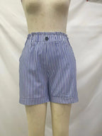 New summer casual pocket striped casual shorts women's wear