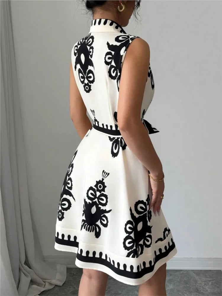 Floral Collared A-Line Dress