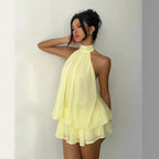 Halter Neck Ruffle Mini Dress