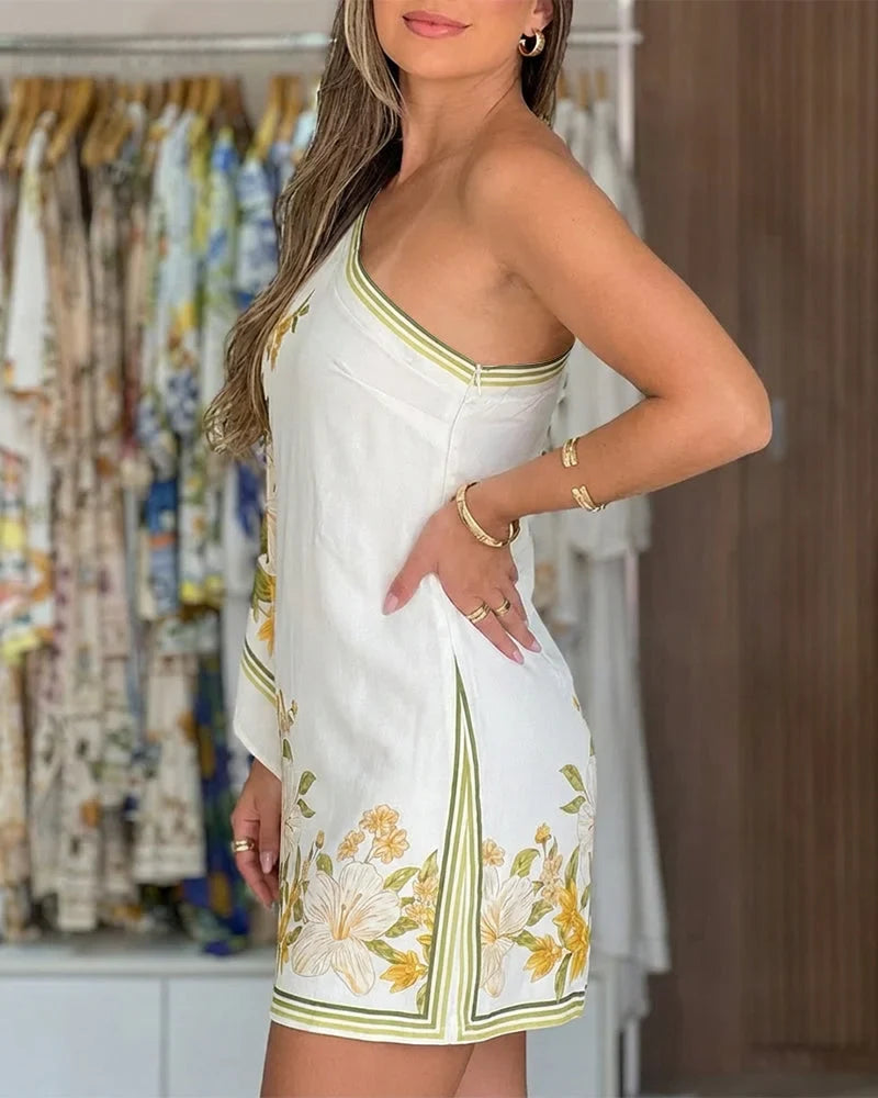 Floral One-Shoulder Mini Dress