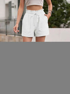 Relaxed Drawstring High Waist Shorts