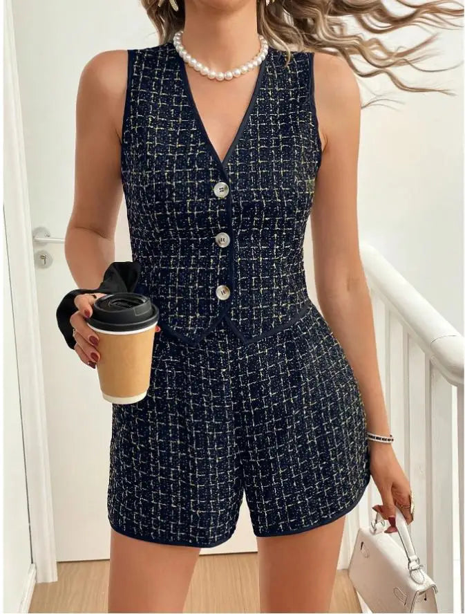 Tailored Plaid Shorts Co-Ord