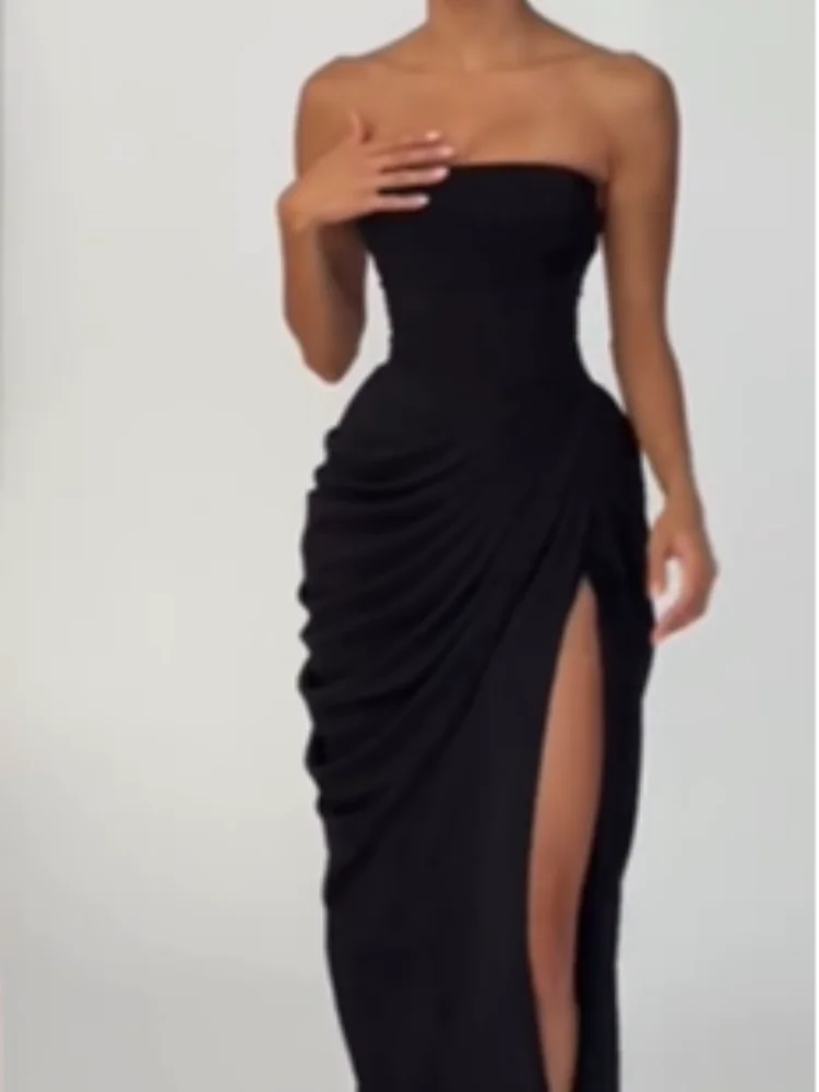 Ruched Satin-Look Evening Dress