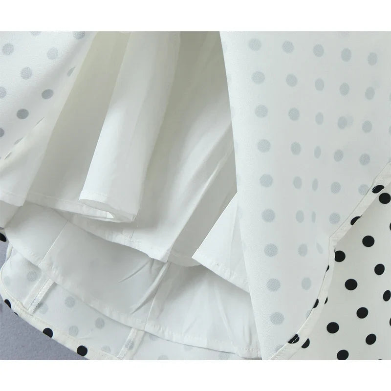 White Polka Dot V-Neck Mini Dress