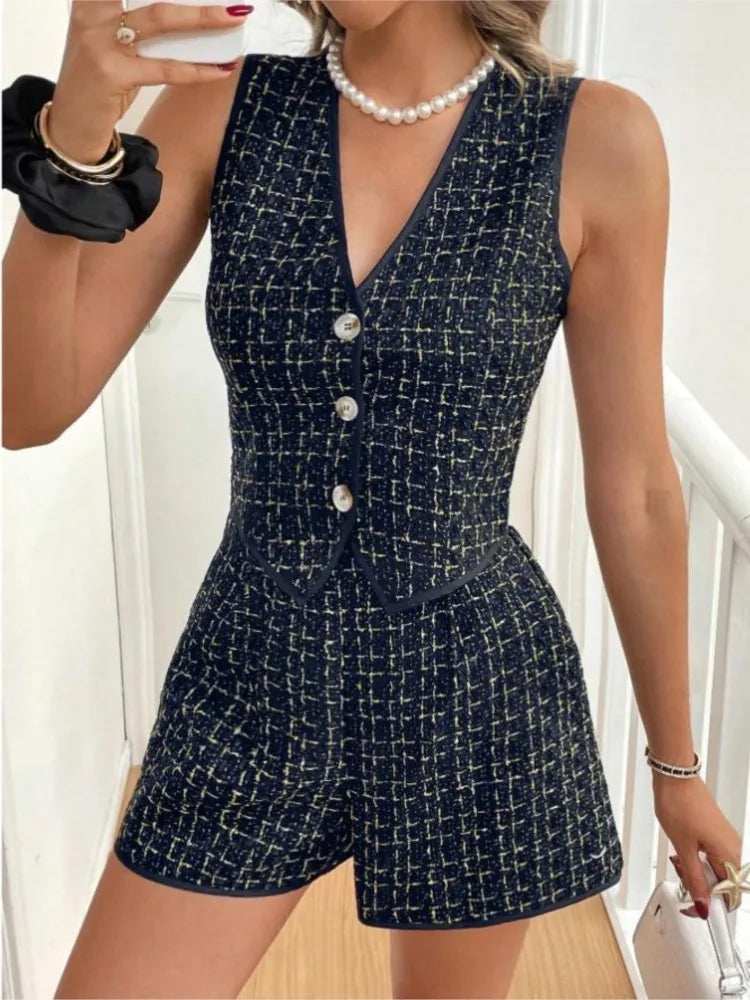 Tailored Plaid Shorts Co-Ord