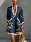 Gold Print Tunic Mini Dress