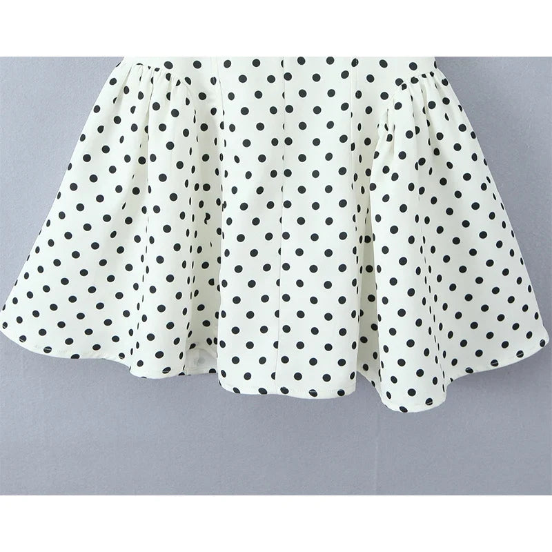 White Polka Dot V-Neck Mini Dress